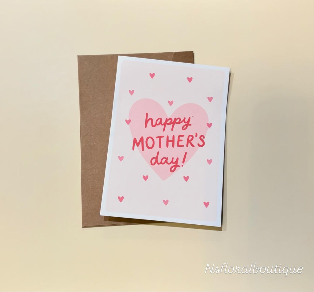 Mother’s Day card pink heart design