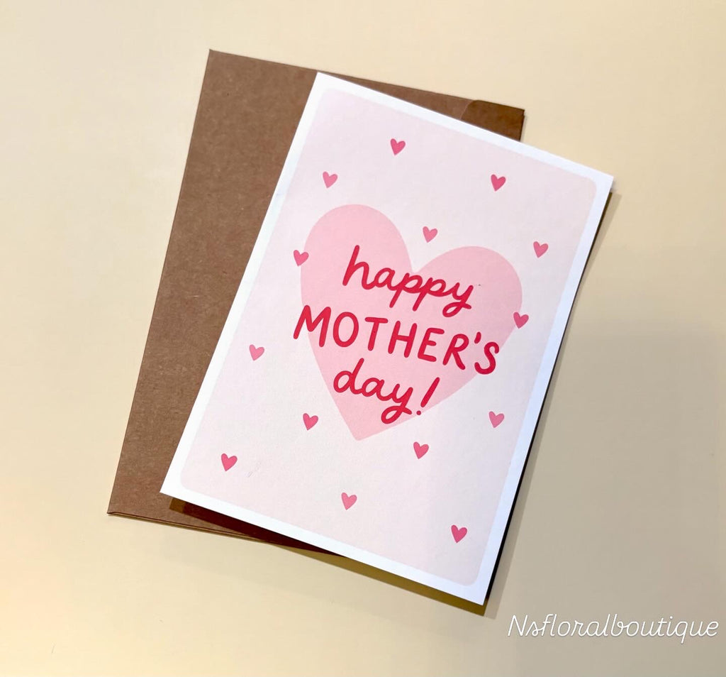 Mother’s Day card pink heart design