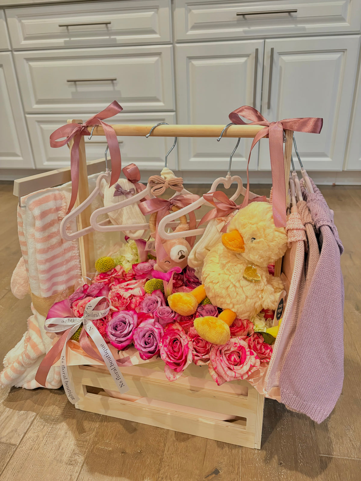 Baby girl blooming basket