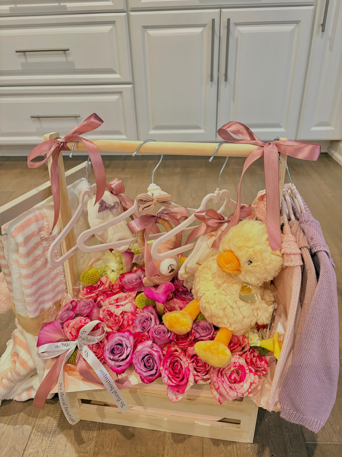 Baby girl blooming basket